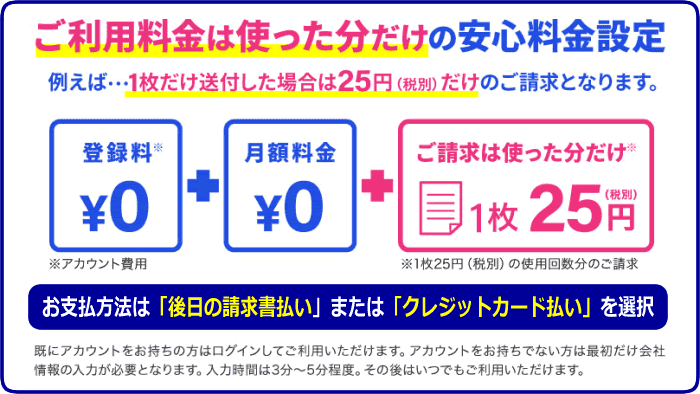 FAX料金は使った分だけの安心料金設定