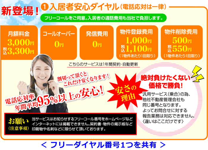 入居者安心ダイヤル：格安な汎用・共用サービス