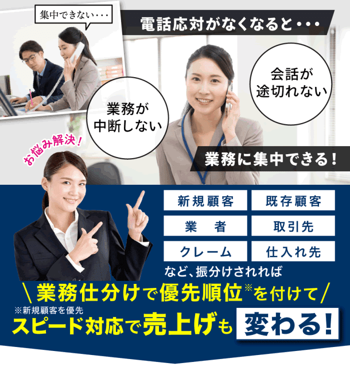 電話応対がなくなると業務に集中できる