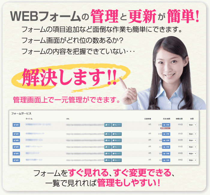 Webフォームの管理と更新が簡単