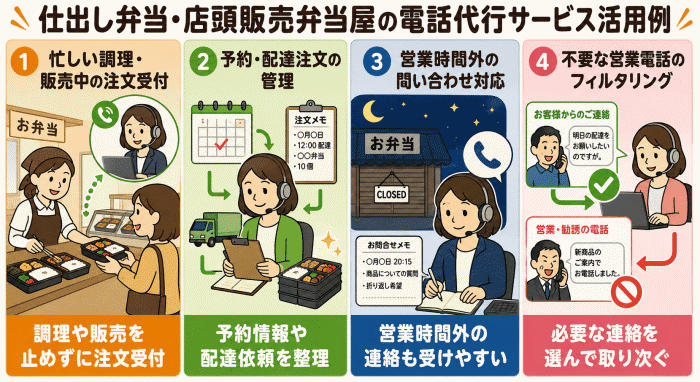 仕出し弁当・店頭販売弁当屋の電話代行サービス活用例