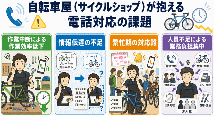 自転車屋(サイクルショップ)が抱える電話対応の課題と解決策