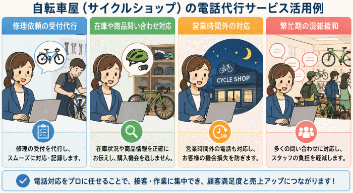 電話代行サービスの活用例「自転車屋(サイクルショップ)