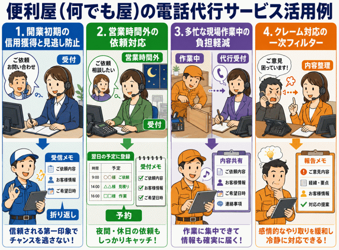電話代行サービスの活用例「便利屋（何でも屋）の開業や運営」