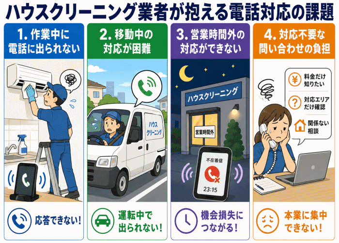 ハウスクリーニング業者が抱える電話対応の課題