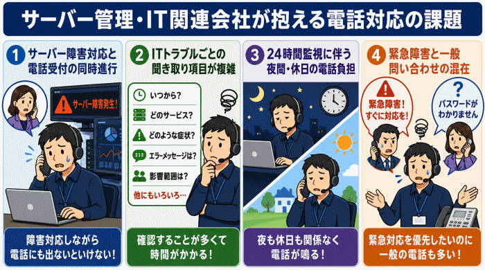 サーバー管理・IT関連会社が抱える電話対応の課題