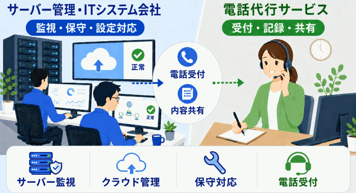 サーバー管理・IT関連システム会社の電話代行サービス活用例