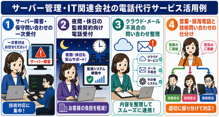 サーバー管理・IT関連システム会社の電話代行サービス活用例