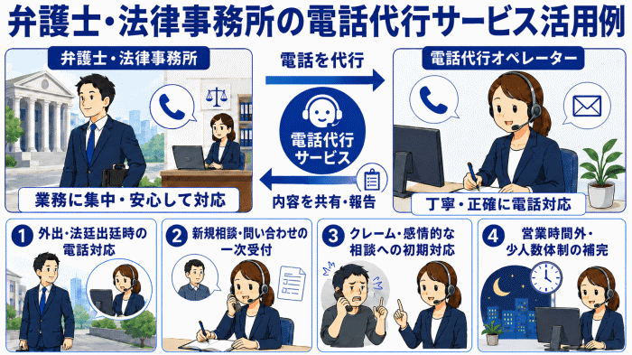 弁護士・法律事務所の電話代行サービス活用例
