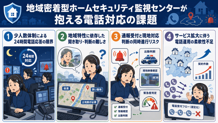地域密着型ホームセキュリティ監視センターが抱える電話対応の課題と解決策