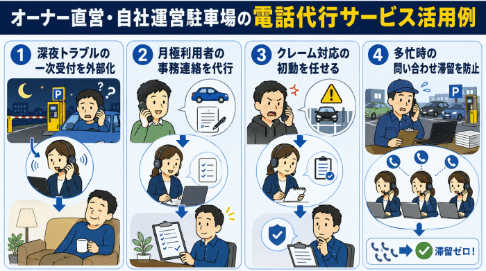 オーナー直営・自社運営駐車場の電話代行サービス活用例