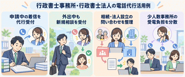 行政書士事務所・行政書士法人の電話代行サービス活用例