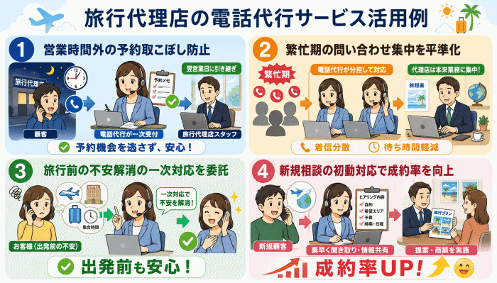 旅行代理店の電話代行サービス活用例
