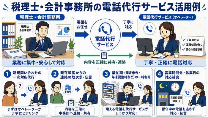税理士・会計事務所の電話代行サービス活用例